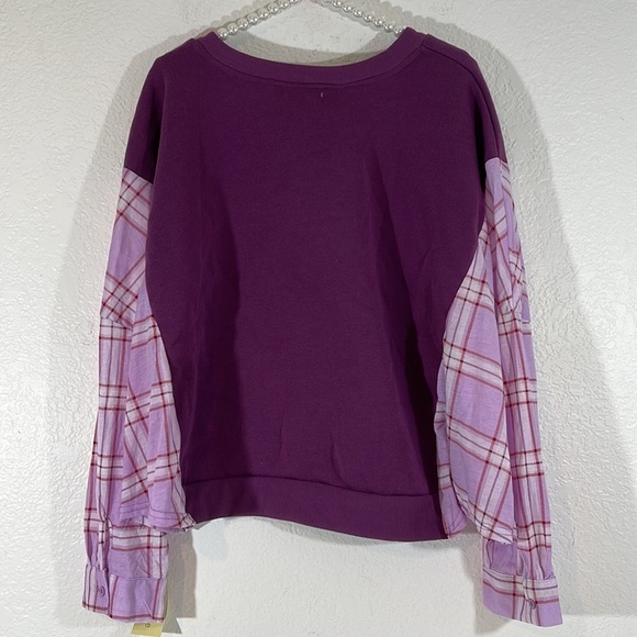 Paper & Tee Deep Purple Plaid Flannel Pullover V Neck Sweater Size 3XL New - Picture 5 of 8
